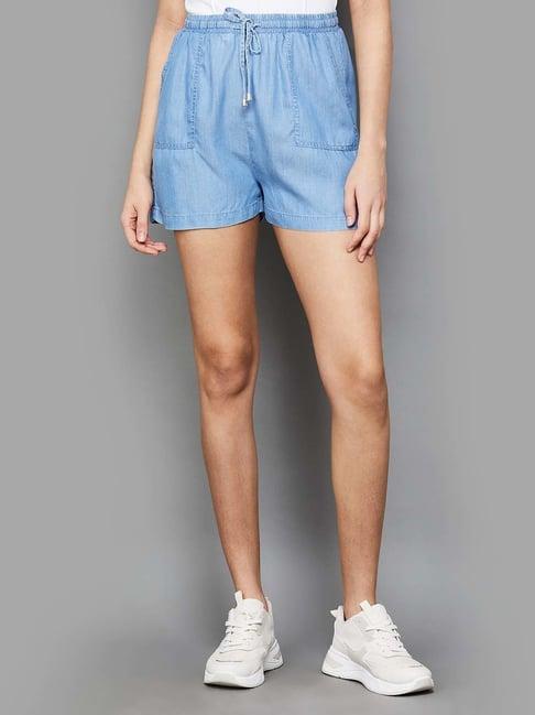 fame forever by lifestyle blue cotton shorts