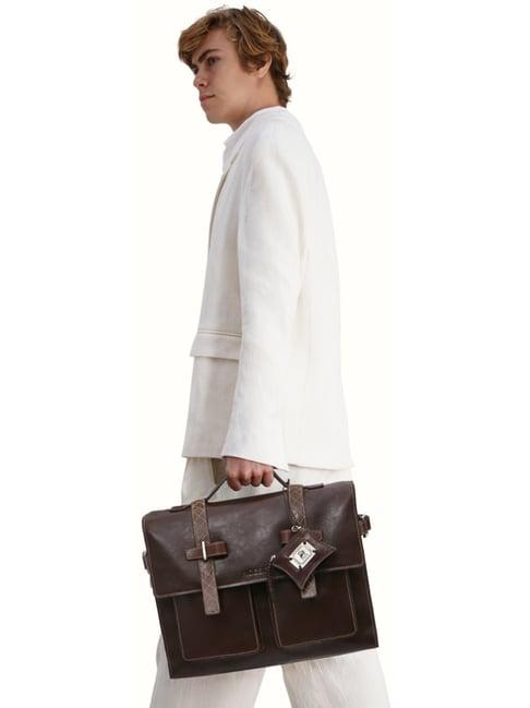 hidesign sahara brown leather large laptop messenger bag