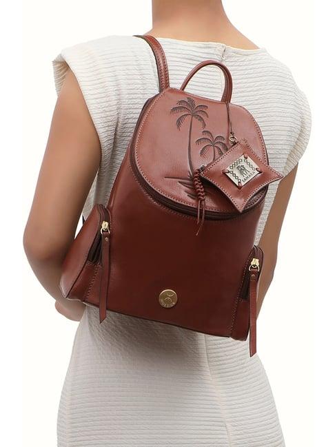 hidesign sahara tan leather medium backpack