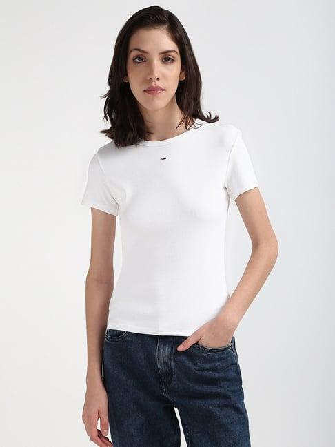 tommy hilfiger white cotton slim fit t-shirt