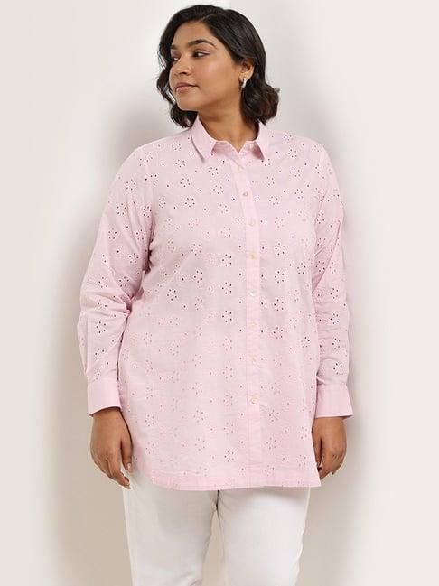 diza by westside pink schiffli cotton tunic