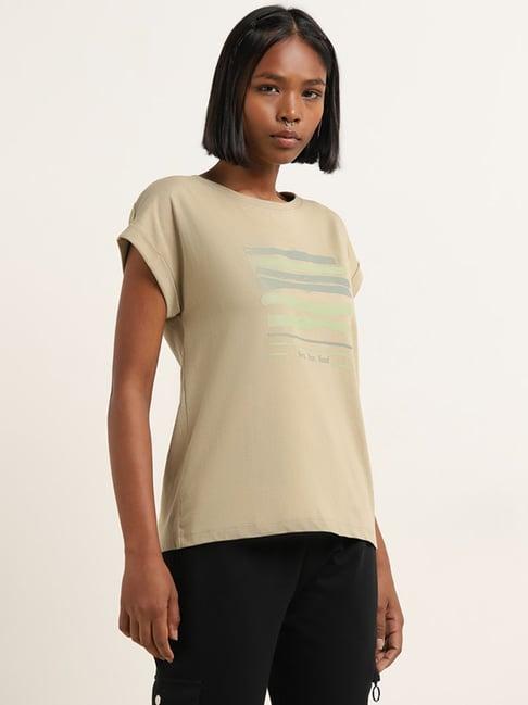 studiofit by westside sage stripe patterned cotton t-shirt