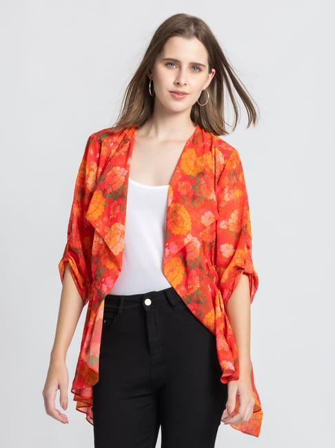 shaye orange floral print shrug