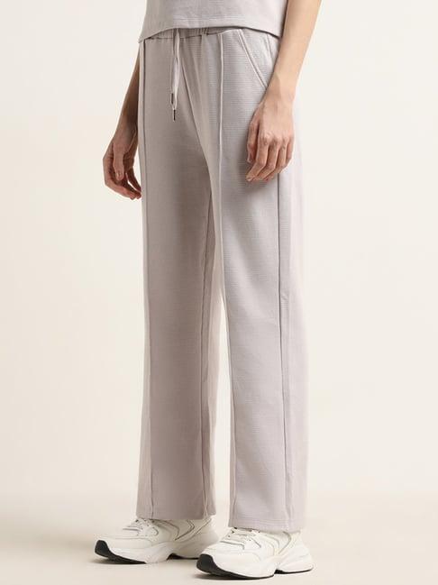 studiofit by westside lilac textured high-rise cotton track pants