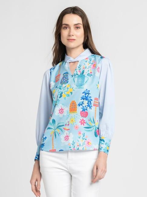 shaye blue floral print top