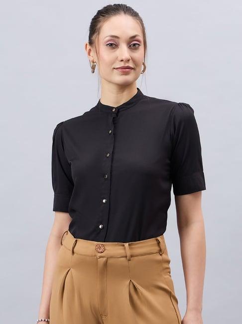 style quotient black regular fit shirt