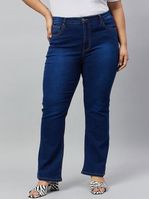 style quotient plus size dark blue cotton regular fit stretchable jeans