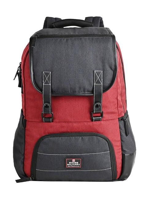 swiss military red & black backpack - 21 ltrs