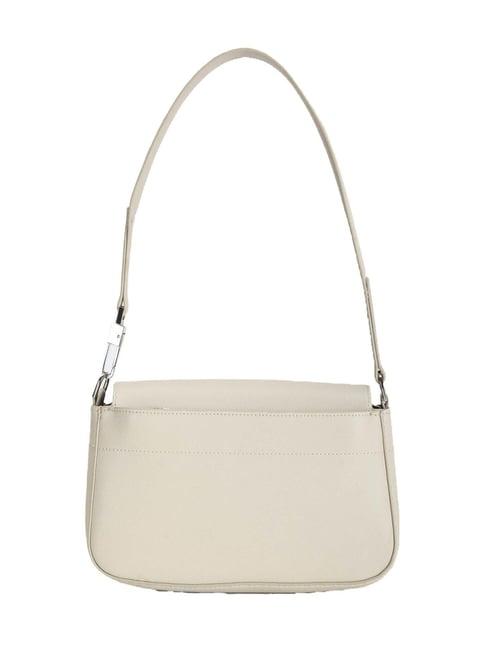 calvin klein dark ecru & sand pebble medium shoulder bag