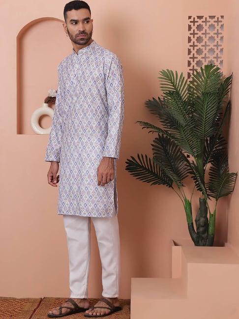 jompers blue ragular fit embroidered kurta bottom set