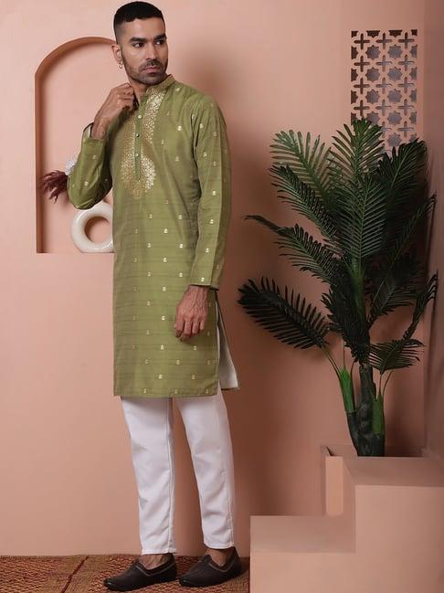 jompers olive ragular fit printed kurta bottom set