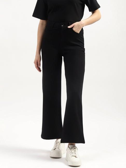 united colors of benetton black straight fit high rise trousers