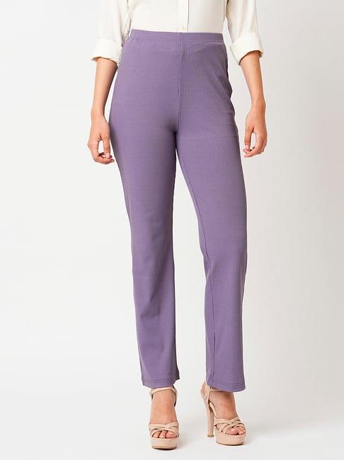 globus lavender regular fit high rise trousers