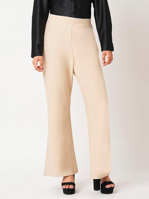 globus beige regular fit high rise trousers