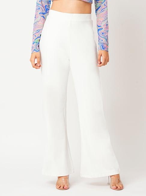 globus white regular fit high rise trousers