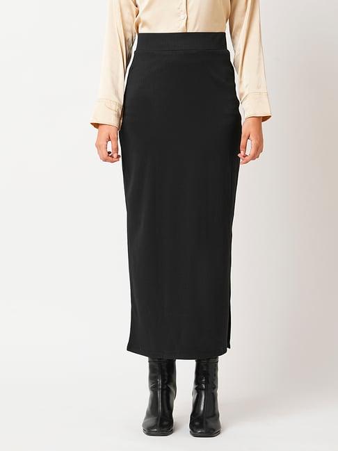 globus black self design maxi skirt