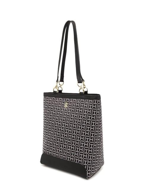 tommy hilfiger black & white medium tote