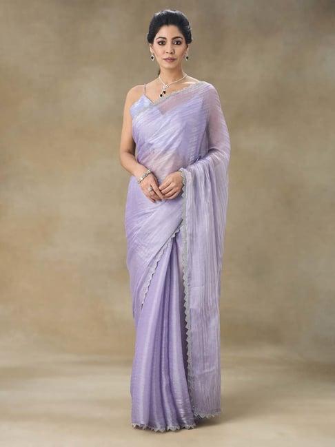 fabmora lavender embellished saree with blouse