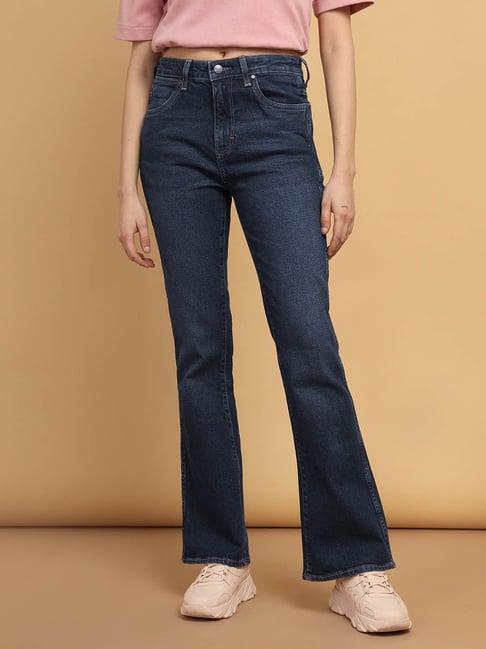 wrangler blue high rise relaxed fit jeans