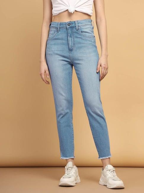 wrangler light blue high rise skinny fit jeans