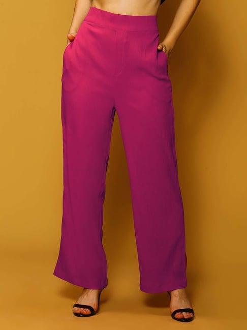 sera fuchsia pink high rise flared pants