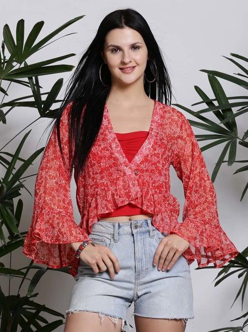 sera red printed shrug