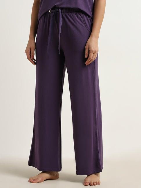 wunderlove by westside violet solid high-rise pants