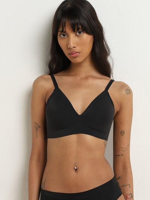 superstar by westside black seam-free invisible padded triangle bra