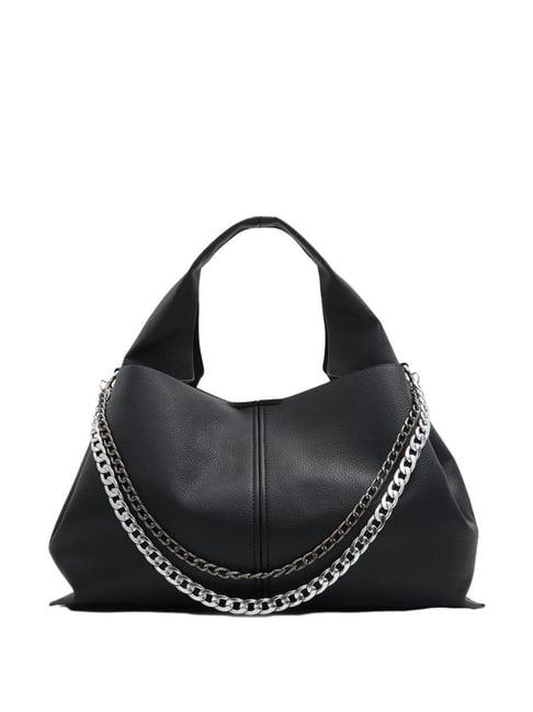 call it spring black solid medium handbag