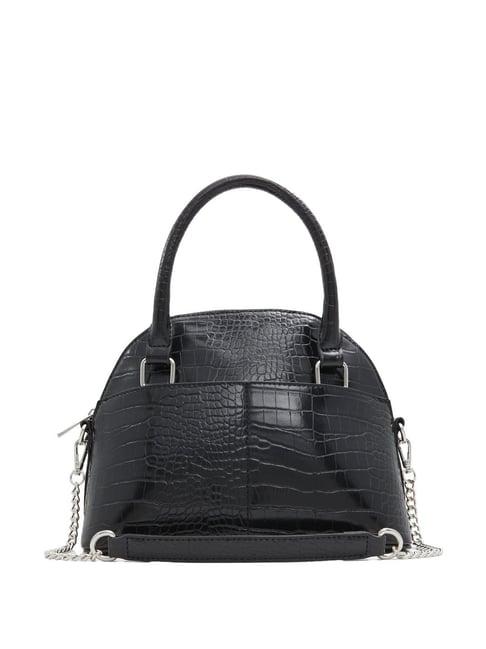 call it spring black textured medium handbag