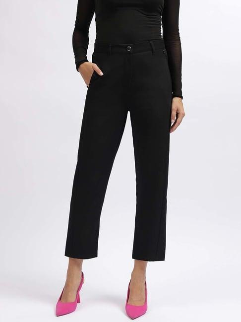 iconic black mid rise trousers