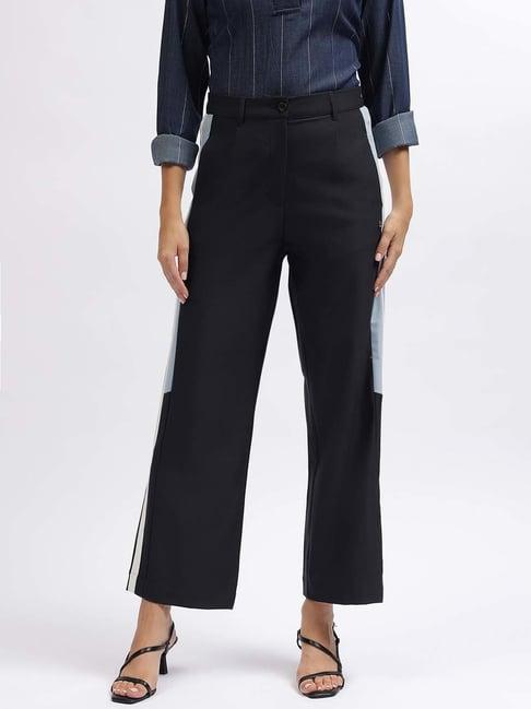 iconic navy color-block trousers