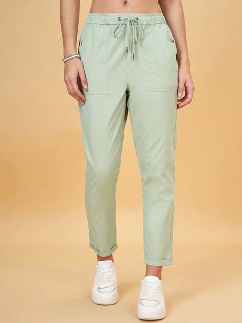 honey by pantaloons frosty green cotton pants