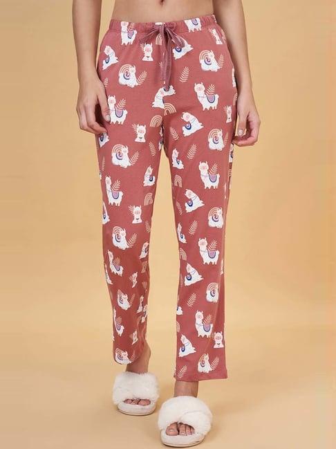 dreamz by pantaloons brown cotton printed pyjamas