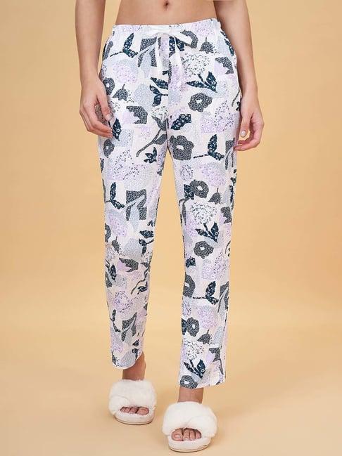 dreamz by pantaloons white cotton floral print pyjamas