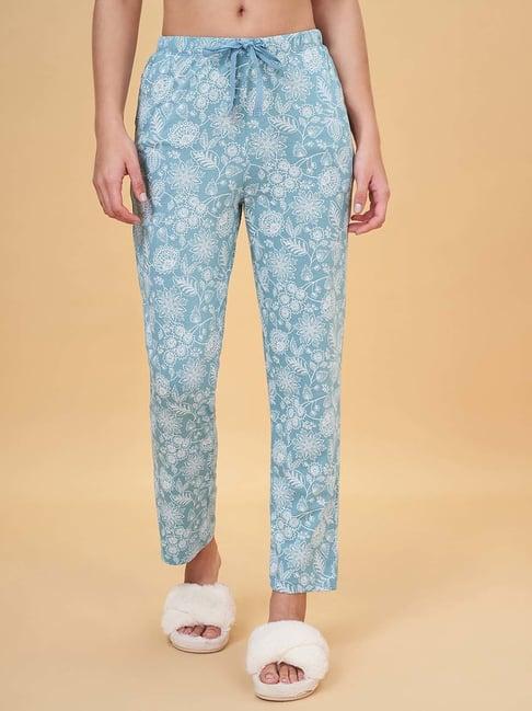 dreamz by pantaloons blue cotton floral print pyjamas