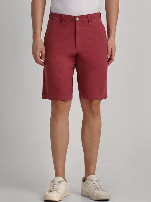 allen solly maroon slim fit shorts