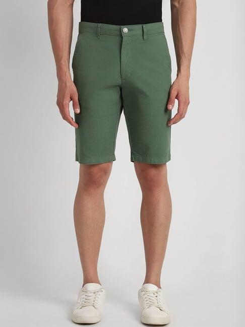 allen solly green slim fit shorts