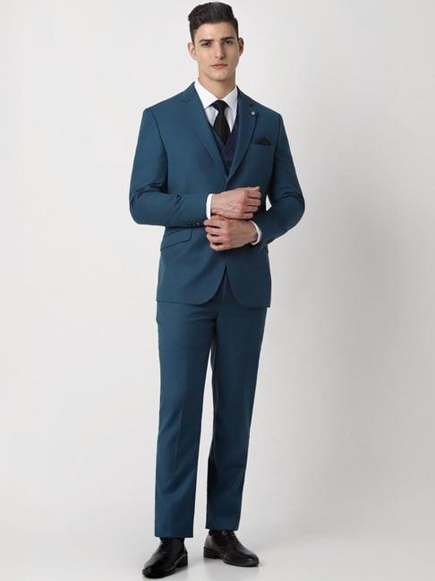 van heusen blue slim fit four piece suit