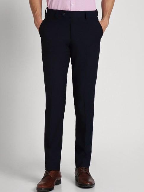 peter england navy slim fit trousers