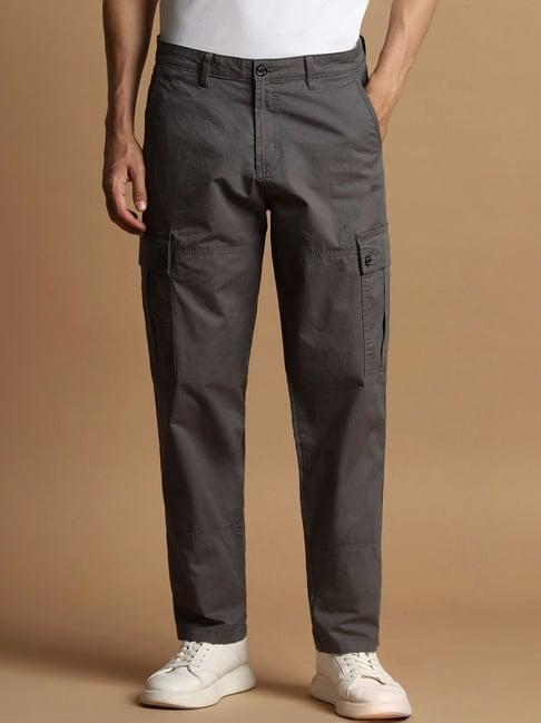 allen solly grey straight fit cargos