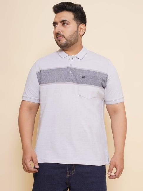 john pride grey regular fit striped polo t-shirt