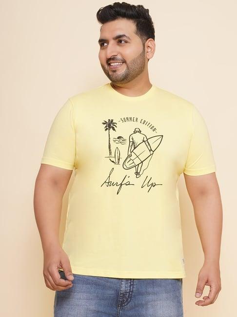 john pride yellow regular fit printed t-shirt