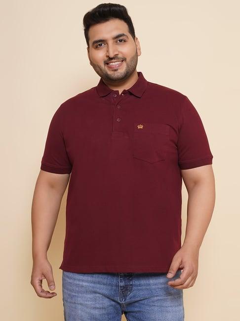 john pride maroon regular fit polo t-shirt