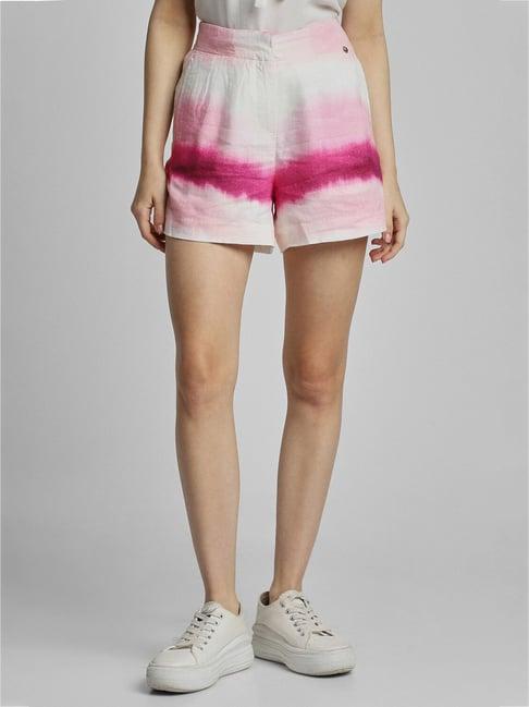 allen solly pink tie - dye shorts