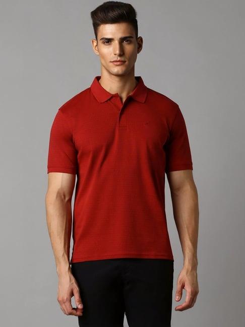 louis philippe red regular fit printed polo t-shirt