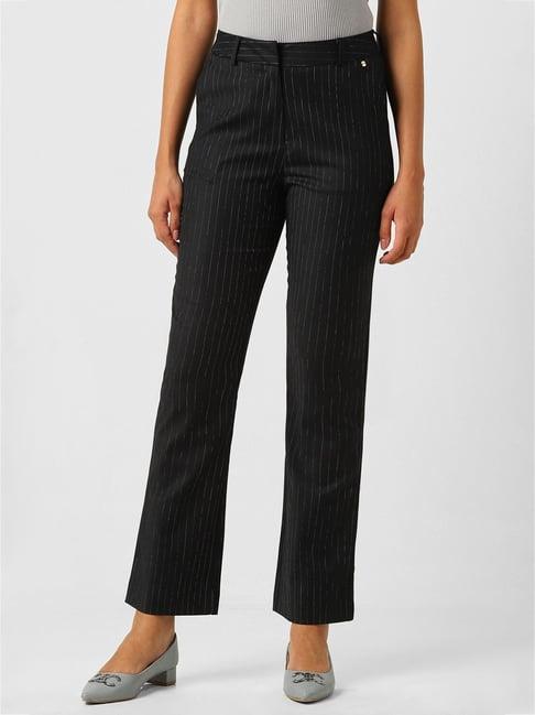 van heusen black striped trousers