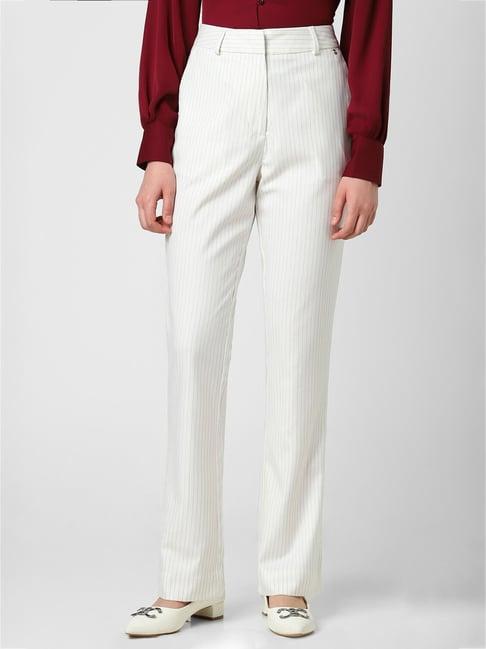 van heusen white striped trousers