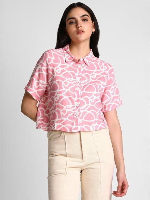 allen solly pink printed shirt