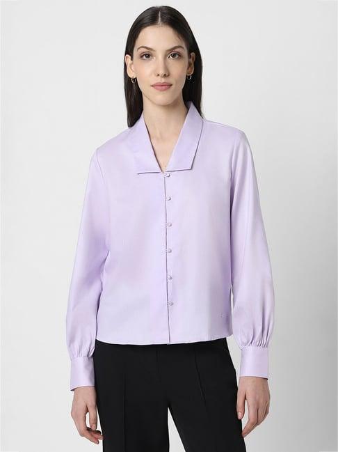 van heusen purple cotton regular fit shirt